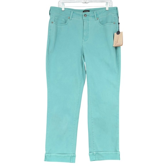 NYDJ Marilyn Straight Ankle Jeans Womens 14W Blue Daisy Lift Tuck Clean Cuff - Picture 1 of 9